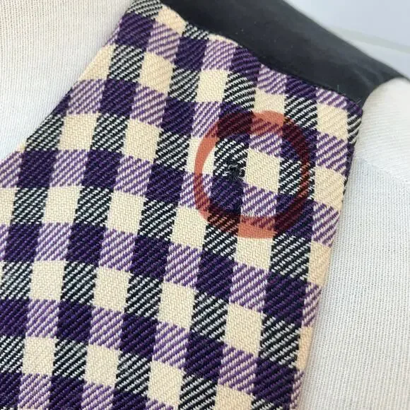 Anna Sui Shift Dress Sm Wool Purple Black Checkered Sleeveless Preppy Academia - Picture 12 of 16